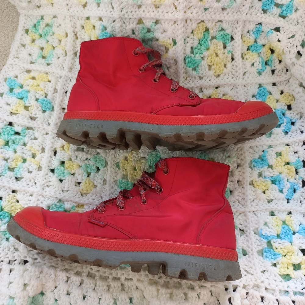 Palladium Women's Pampa Puddle Lite Red/Gray Waterproof Boots Size 9 US - Picture 7 of 17